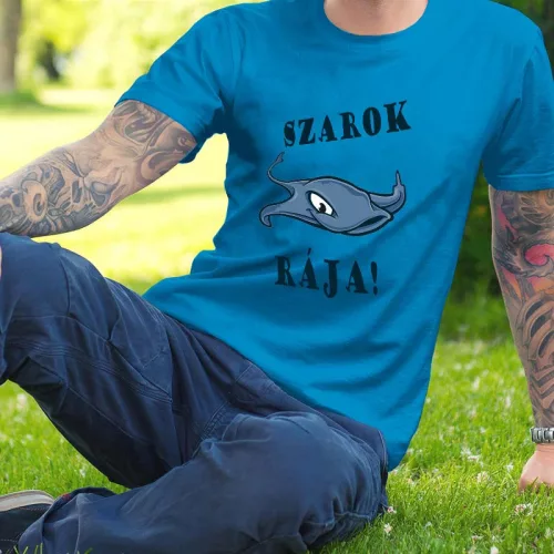 Humoros_horgász_ajándék_Szarok_rája_póló_