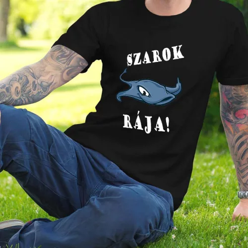 Humoros_horgász_ajándék_Szarok_rája_póló_