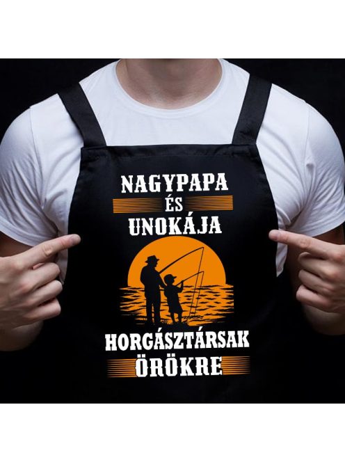 Horgásztársnak kötény_Nagypapa és unokája_