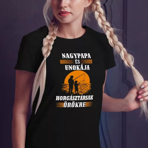 Horgásztársnak_női_póló_Nagypapa_és_unokája_