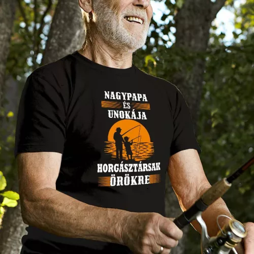 Horgásztársnak_póló_Nagypapa_és_unokája_