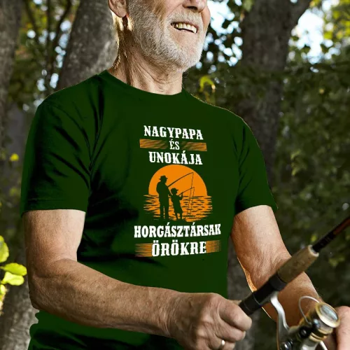 Horgásztársnak_póló_Nagypapa_és_unokája_