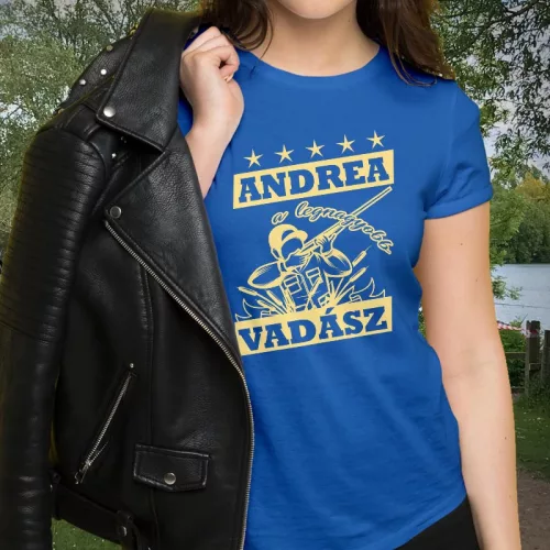 Neves_női_póló_vadásznak_Legnagyobb_vadász_