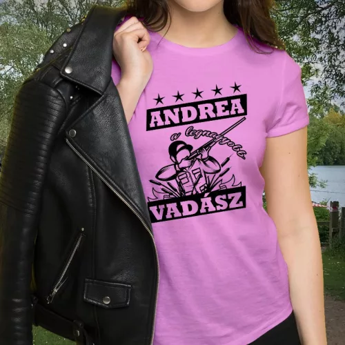 Neves_női_póló_vadásznak_Legnagyobb_vadász_