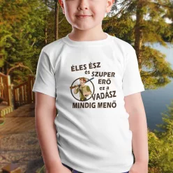 Ajándék_vadásznak_Éles_ész_szuper_erő_gyerek_póló
