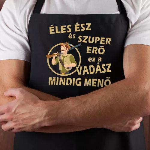 Ajándék_vadásznak_Éles_ész_szuper_erő_kötény_