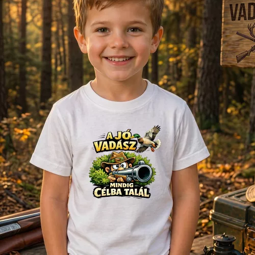 Vadász gyerek póló - A vadász mindig célba talál
