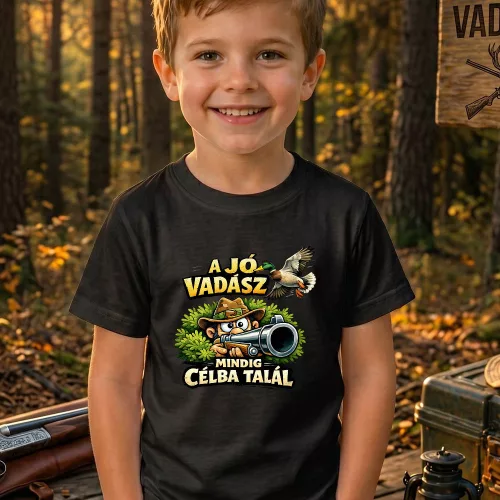 Vadász gyerek póló - A vadász mindig célba talál