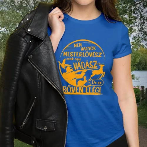 Női_póló_vadásznak_Nem_vagyok_mesterlövész_