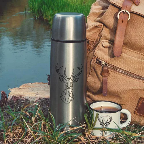 Vadász_ajándék_Termosz_szarvasfej_mintával_
