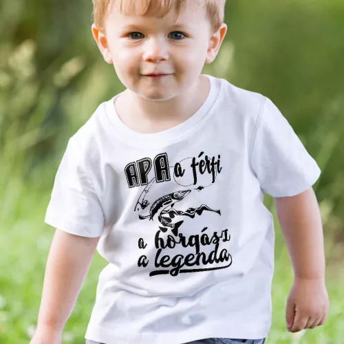 Pecás_ajándék_Apa_horgász_legenda_gyerek_póló