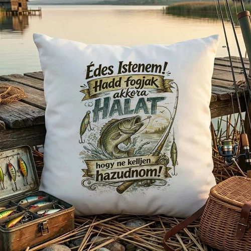 Vicces_horgász_párna_Istenem_hadd_fogjak_