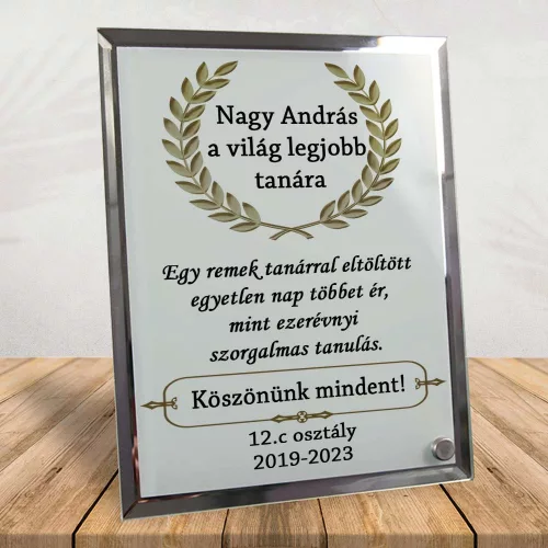 Ballagási_üvegfotó_tanárnak_Névvel_és_osztállyal