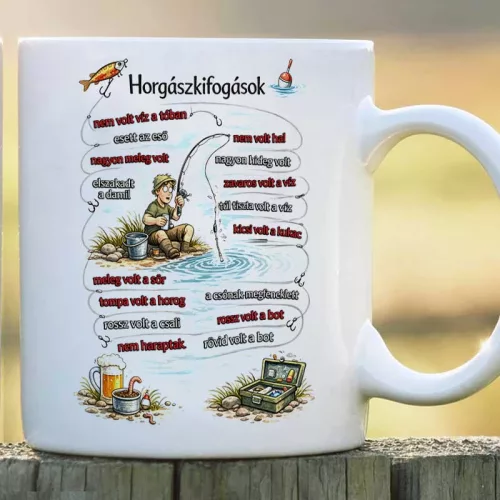 Ajándék_horgásznak_Horgász_kifogások_bögre_