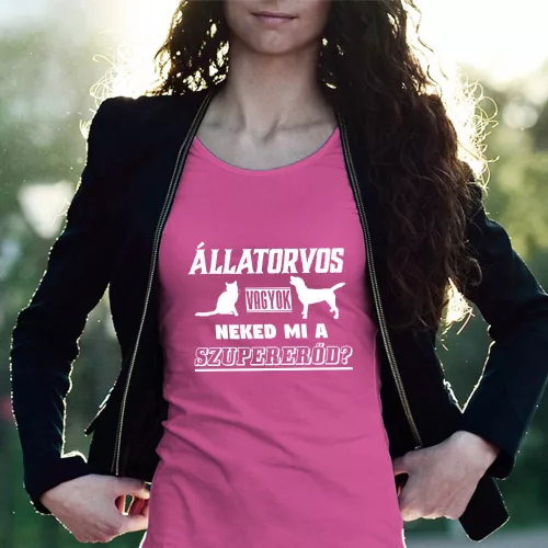 Női_póló_állatorvosnak_Neked_mi_a_szupererőd?