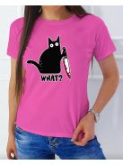 Vicces macskás női póló_What?_