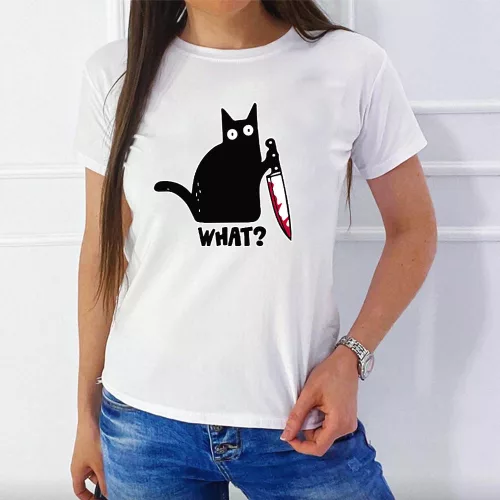 Vicces_macskás_női_póló_What?_