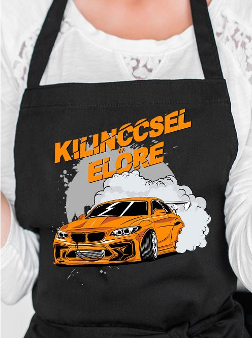 Drift autós kötény_Kilinccsel előre