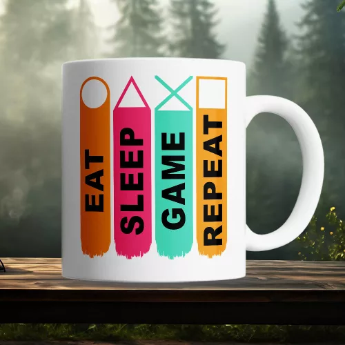 Gamer_ajándék_Sleep_Game_Repeat_bögre_