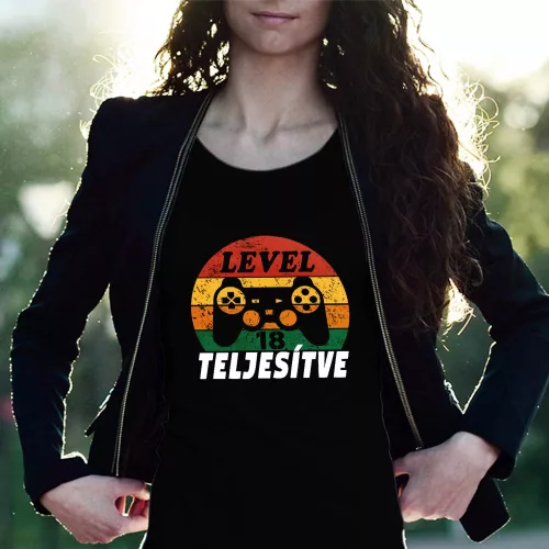 Szülinapi_gamer_női_póló_Szint_teljesítve_