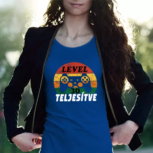 Szülinapi_gamer_női_póló_Szint_teljesítve_