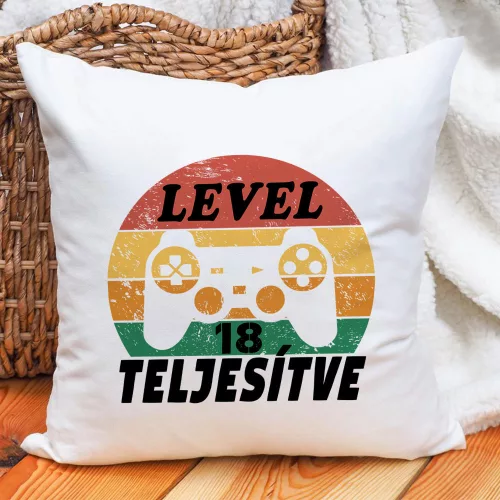 Szülinapi_gamer_párna_Szint_teljesítve_