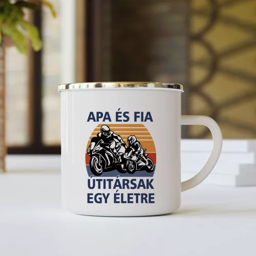 Apa_fia_útitársak_bögre_Motoros_ajándék_