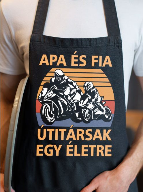 Apa fia útitársak kötény_Motoros ajándék