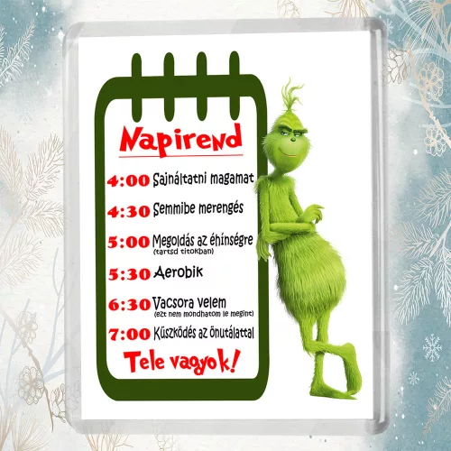 Vicces_karácsonyi_ajándék_Akril_mágnes_Grincs_napirend