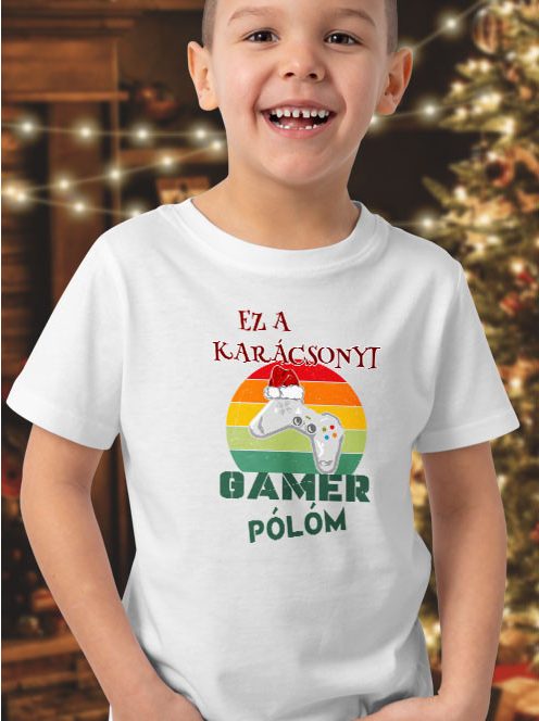 Karácsonyi ajándék_Gamer gyerek póló 