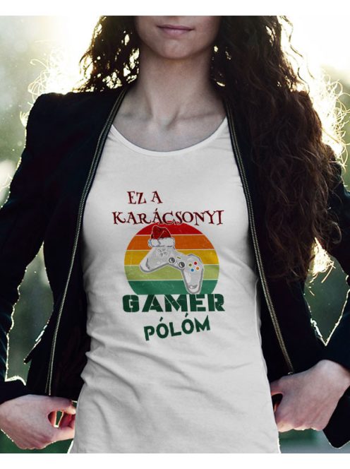 Karácsonyi ajándék_Gamer női póló_