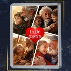 Kollázs_fotós_hűtőmágnes_Legjobb_nagypapa_