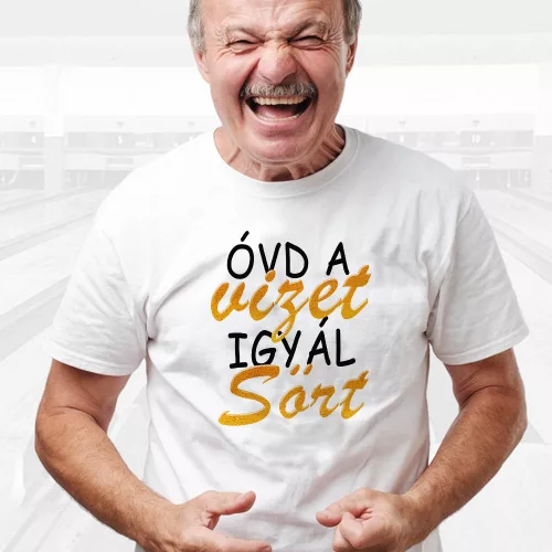 Vicces_sörös_póló_Óvd_a_vizet_igyál_sört_