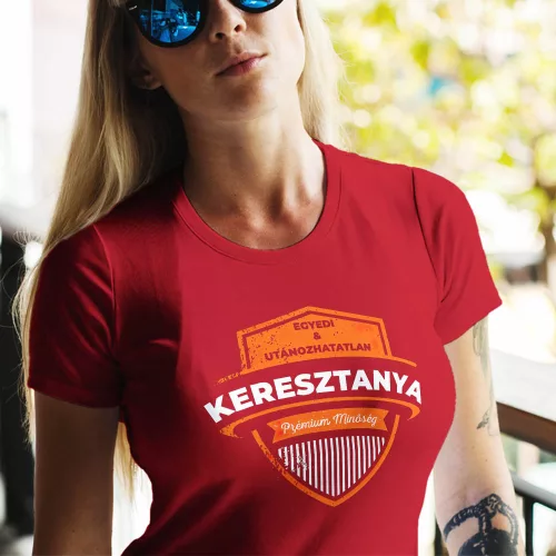 Egyedi_női_póló_Prémium_keresztanya_