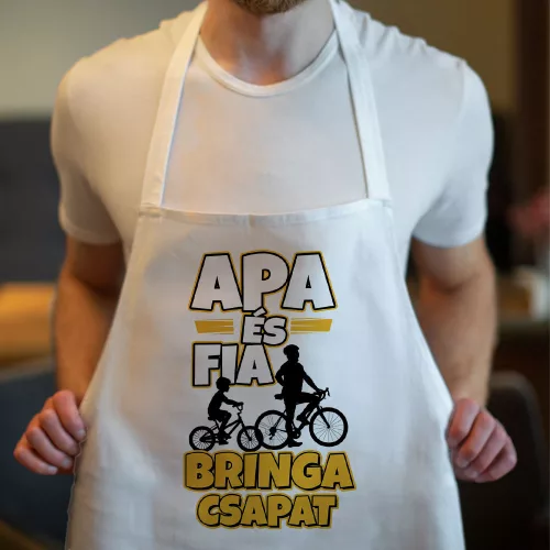 Apa_fia_ajándékok_Bringa_csapat_kötény_
