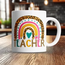 Teacher_bögre_Szivárványos_bögre_tanárnőnek_
