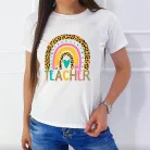 Teacher_női_póló_Szivárványos_póló_tanárnőnek