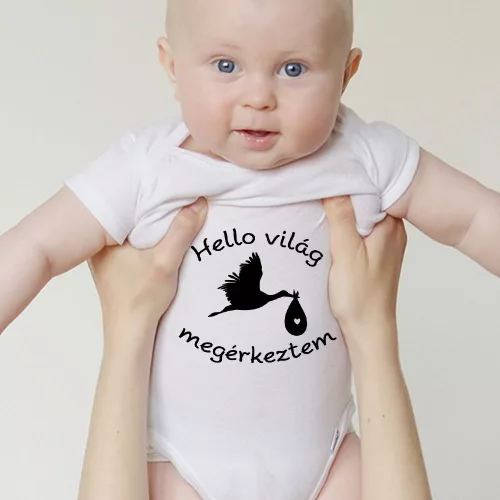 Body_újszülöttnek_Hello_világ,_megérkeztem_Baba_ajándék
