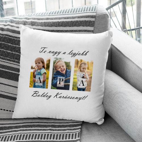 Karácsonyi_ajándék_Párna_A_Legjobb_Apának_3_fotóval