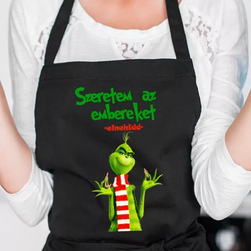 Grincs_kötény_Karácsonyi_ajándék_Szeretem_az_embereket