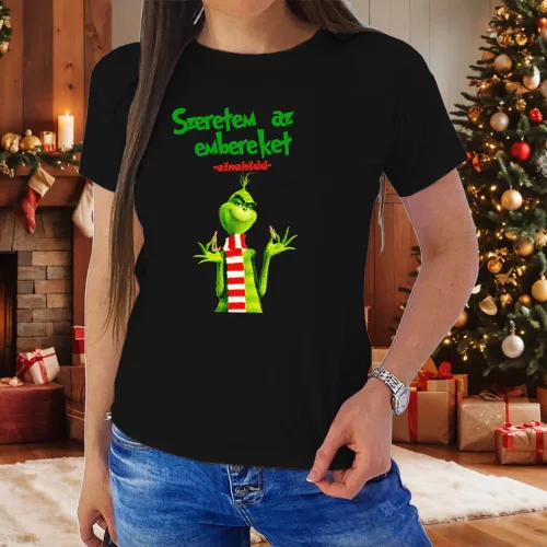 Grincs_női_póló_Karácsonyi_ajándék_Szeretem_az_embereket