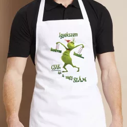 Grincs_kötény_Vicces_ajándék_Igyekszem_kedves_lenni