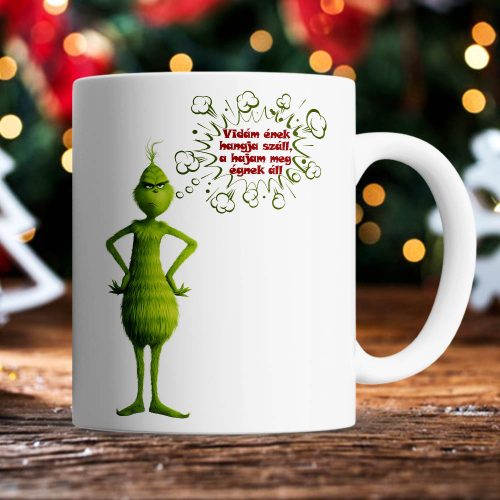 Grincs_bögre_Vicces_ajándék_Vidám_ének_hangja_száll