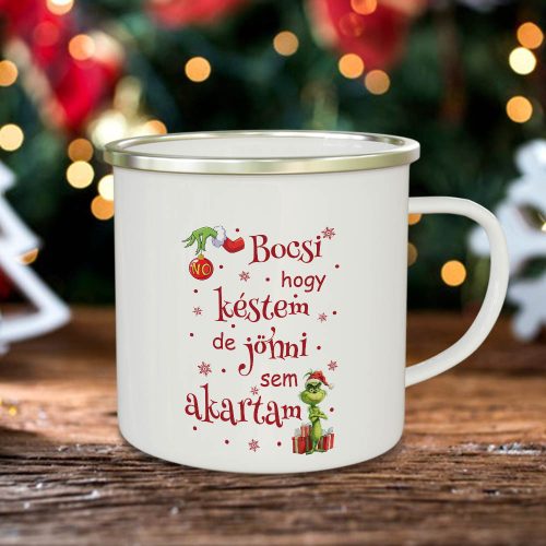 Vicces_meglepetés_Karácsonyi_bögre_Bocsi_hogy_késtem