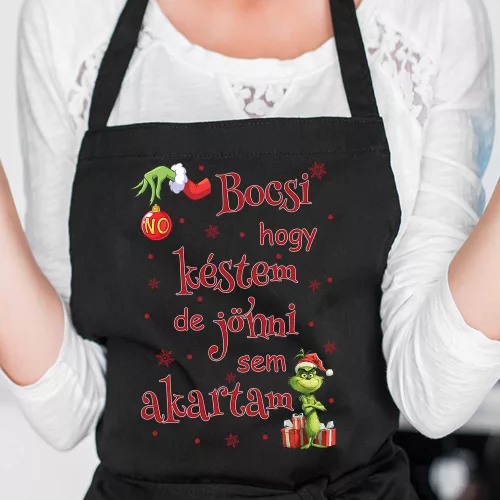 Vicces_meglepetés_Karácsonyi_kötény_Bocsi_hogy_késtem