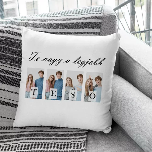 Egyedi párna - Te vagy a legjobb Tesó, 4 fotóval