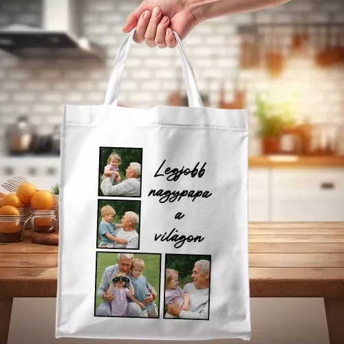 Vászontáska Nagypapának - Egyedi fényképekkel