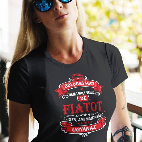 Autós feliratos női póló - Fiat rajongóknak