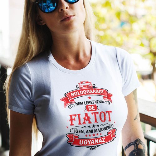 Autós feliratos női póló - Fiat rajongóknak