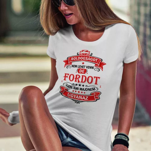 Autós feliratos női póló - Ford rajongóknak